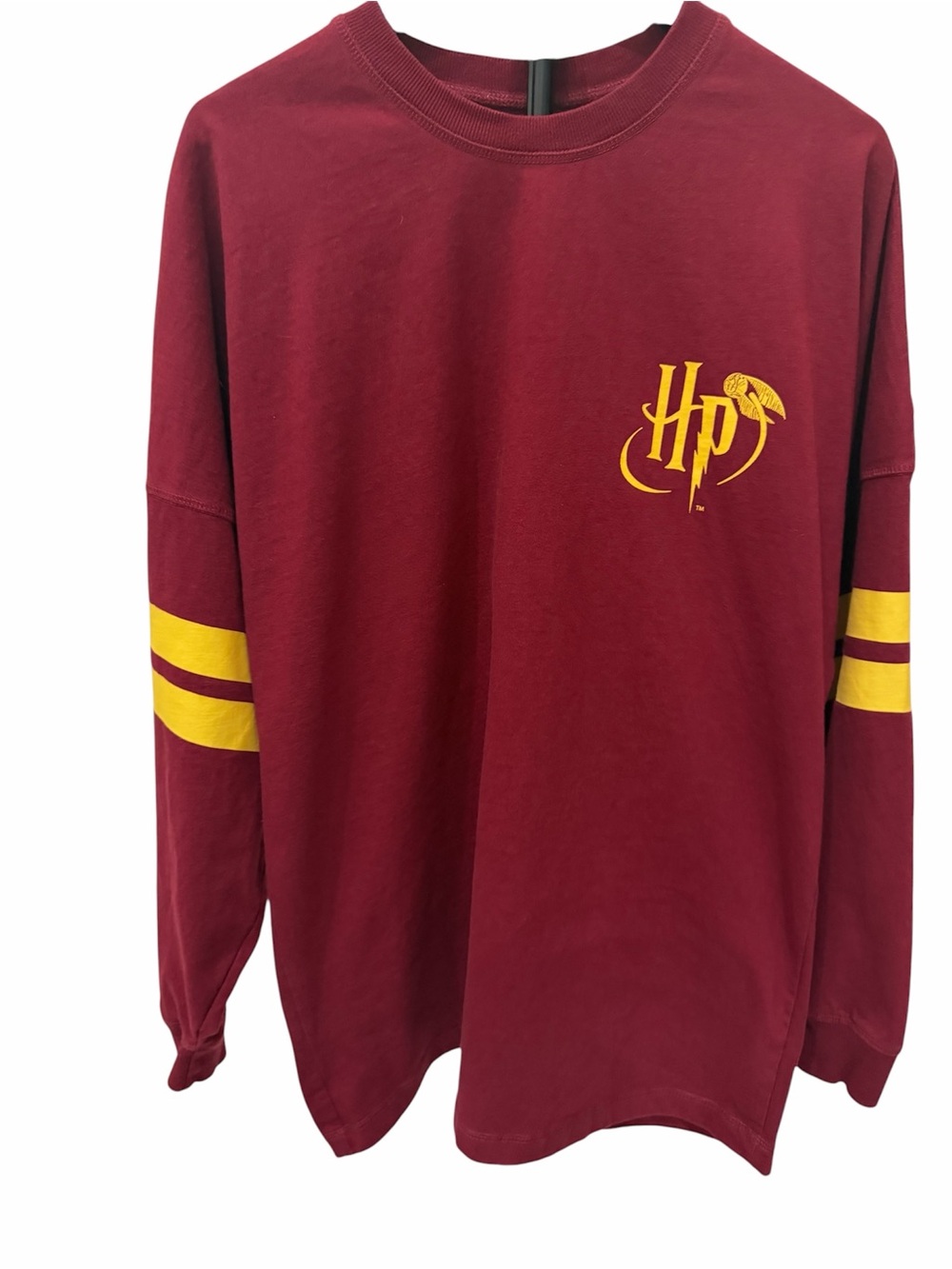 Warner Bros. Burgundy Long-Sleeve Crewneck with Yellow Logo